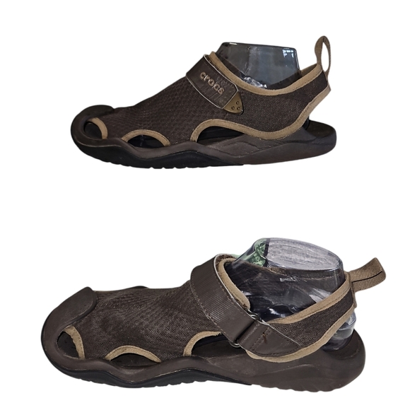 Crocs Men's Swiftwater Mesh Deck Sandals Brown Size 9 - Picture 3 of 7
